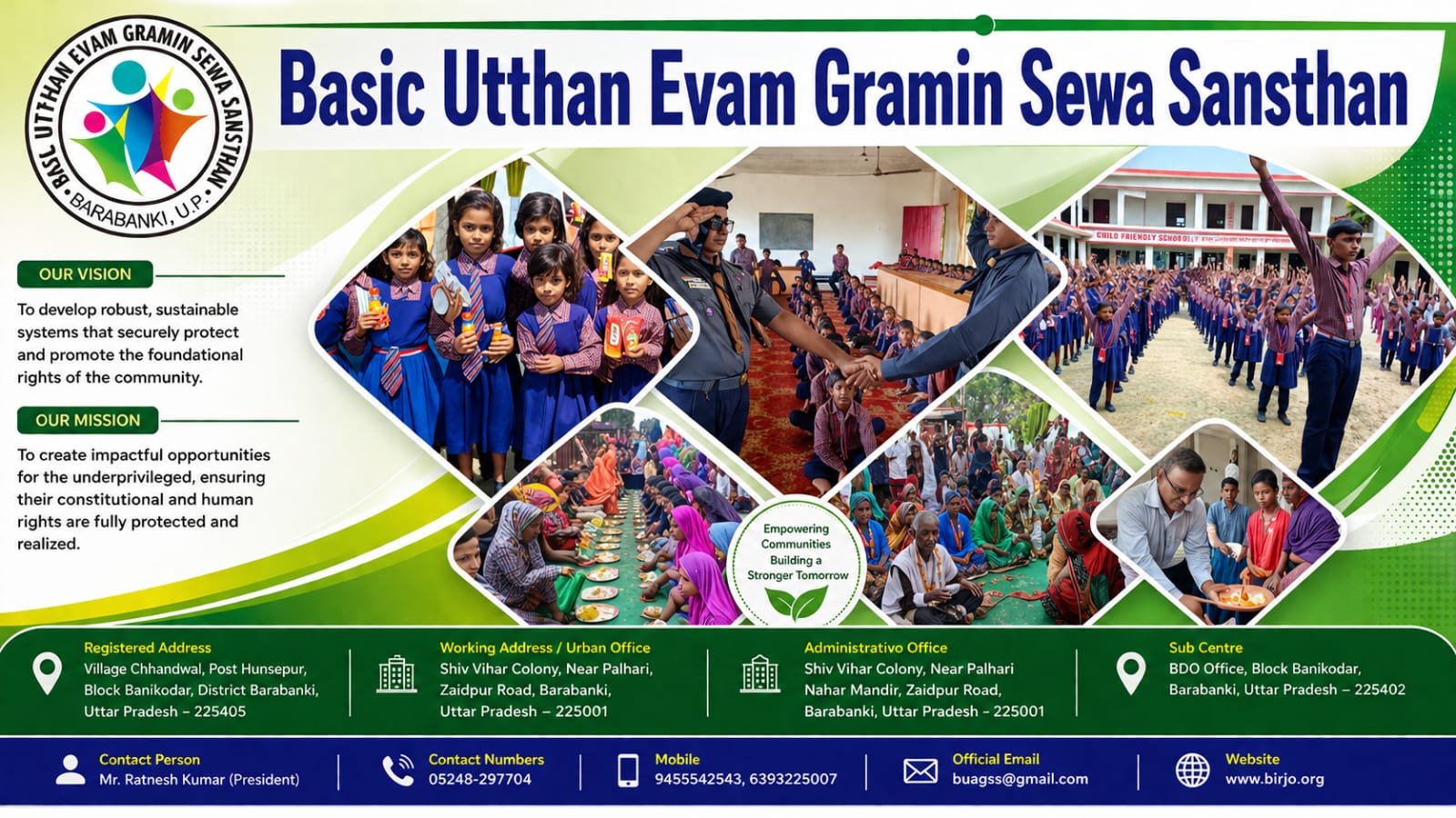 Basic Utthan Evam Gramin Sewa Sansthan, Barabanki — our vision and mission, with contact details